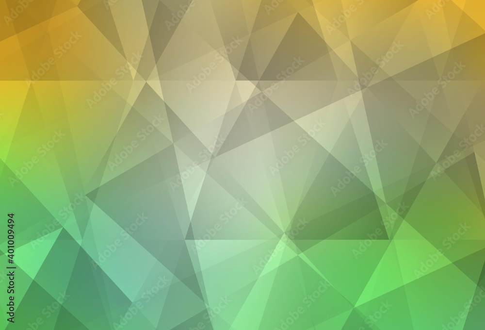 Light Green, Yellow vector polygon abstract layout.