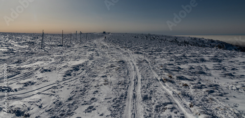 Vysoka hole hill in winter Jeseniky mountains in Czech republic