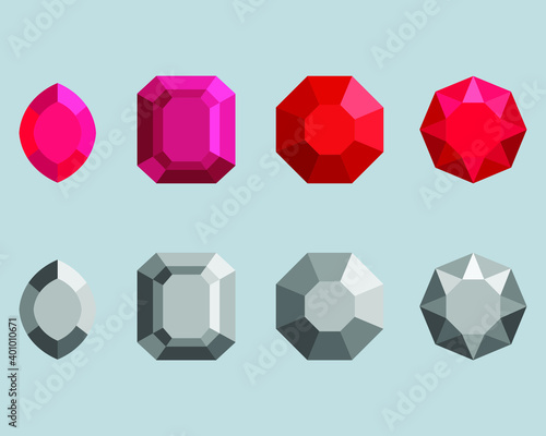Red rubies vector icons set illustration abstract design grey version