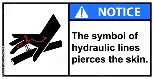 Beware of hydraulic lines piercing the skin.Vector,Notice