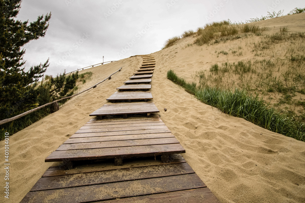 Wooden path to sand dunes of Nida, Lithuania
