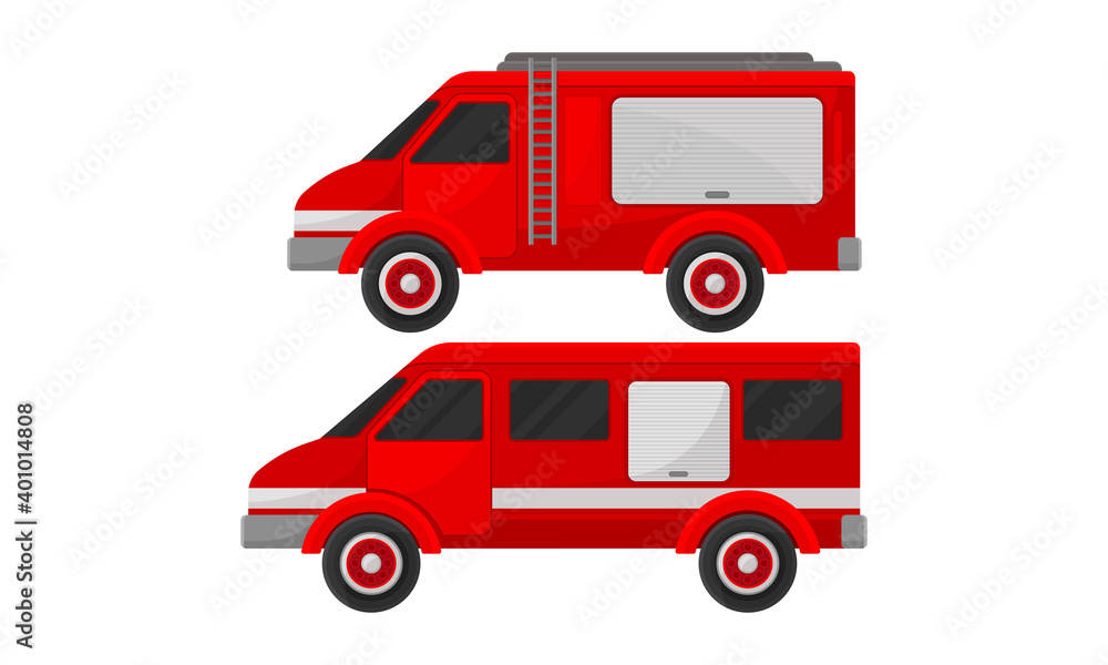 Firefighting Vehicles as Emergency Service for Fire Extinguishing Vector Set Firefighting Vehicles as Emergency Service for Fire Extinguishing Vector Set