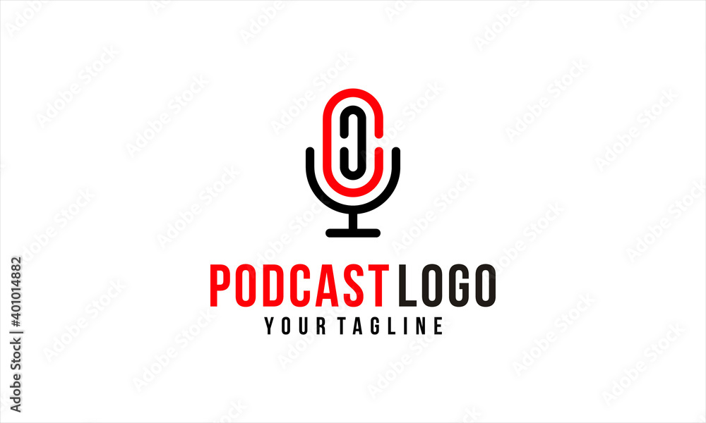 Combination logo from letter C or CC and microphone symbol for podcast logo design concept Combination logo from letter C or CC and microphone symbol for podcast logo design concept