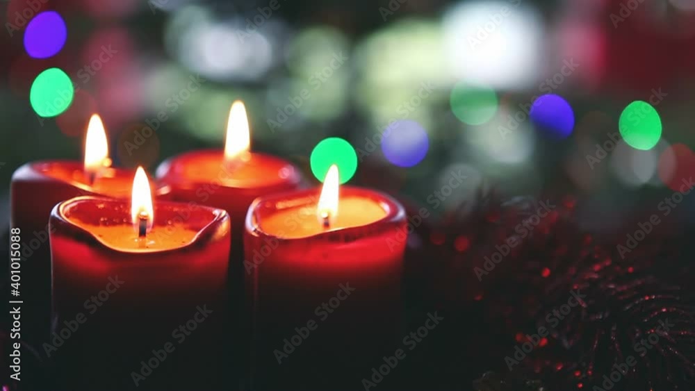 Four red candles for Advent. Christmas background. Four red candles for Advent. Christmas background.