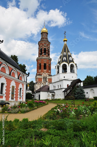 Big and small bell towers. St. John the Theologian Monastery, Poshupovo, Ryazan Region, July 2, 2019 photo