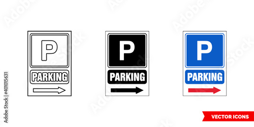 Free Download Construction mandatory sign parking icon of 3 types color, black and white, outline. Isolated vector sign symbol. - GFXLoad