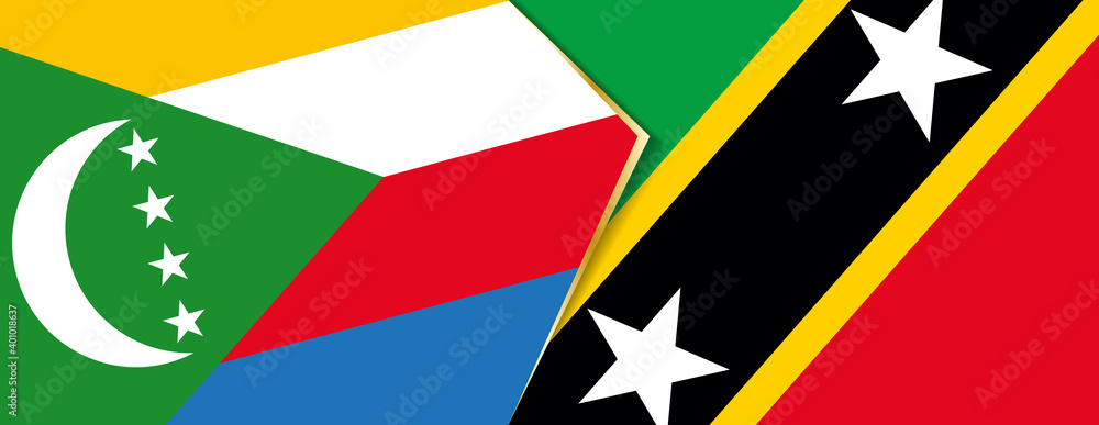 Comoros and Saint Kitts and Nevis flags, two vector flags. Comoros and Saint Kitts and Nevis flags, two vector flags.
