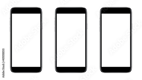Realistic models smartphone with transparent screens. Smartphone mockup collection, with blank white screen for Infographic Global Business web site design app. Concept technology Smartphone.