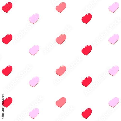 Illustration of red and pink hearts. Festive seamless pattern for Valentine's day. Can be used for postcards design, packages, textile, wallpapers, decorations, stickers and icons.