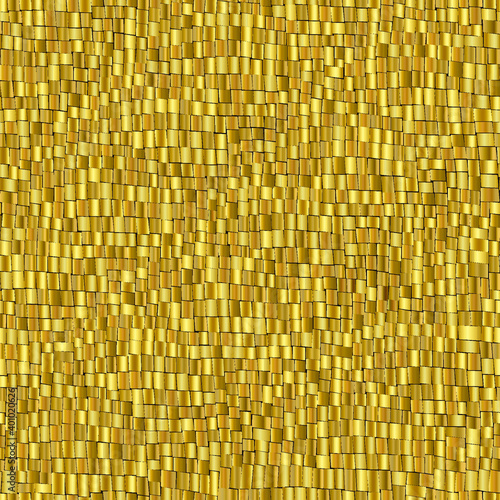 Gold mosaic background. Сhaotic mosaic texture. Square pattern with geometric design. Golden vector mosaic pattern. Follow other mosaic patterns in my collections. Seamless pattern.