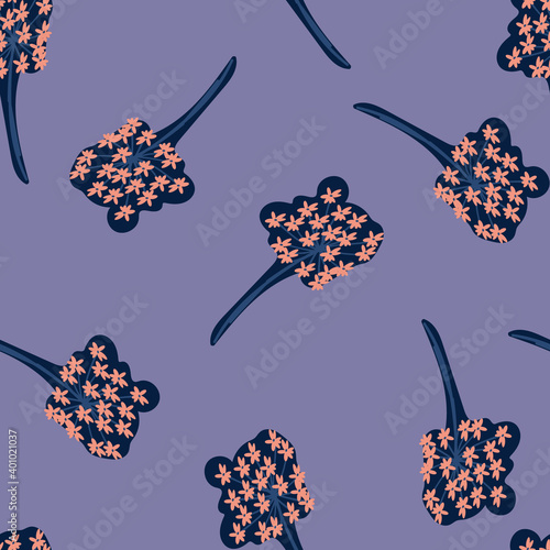 Seamless floral pattern with hand-drawn allium flowers vector illustration. Good for wallpaper, card, cover, wrapping wrap, stationary, fabric.