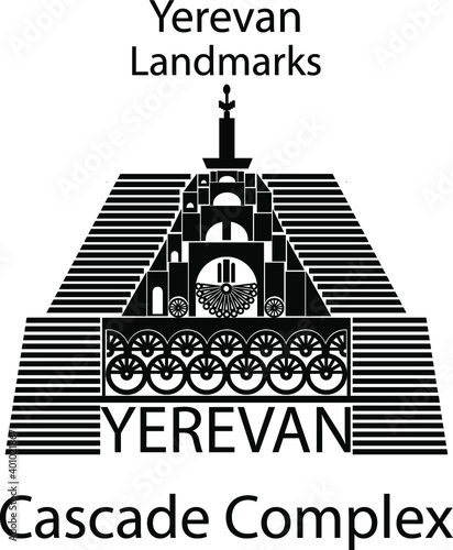 Yerevan, Armenia. The Cascade Complex. Symbol of Armenia. Isolated vector illustration.