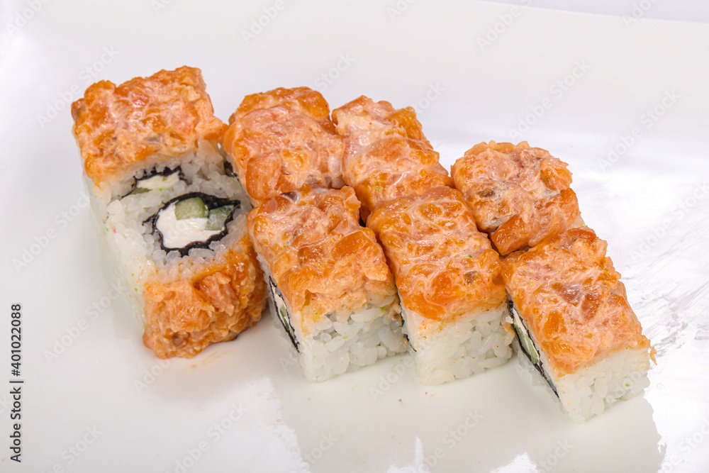 Japanese cuisine - baked roll with fish