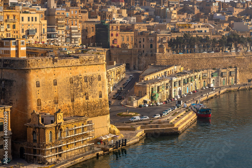 Valletta Panorama of the City Center. Beautiful aerial view of the Valletta city in Malta. Taken from a Ship this photo captures well the amazing architecture and charm of this city.