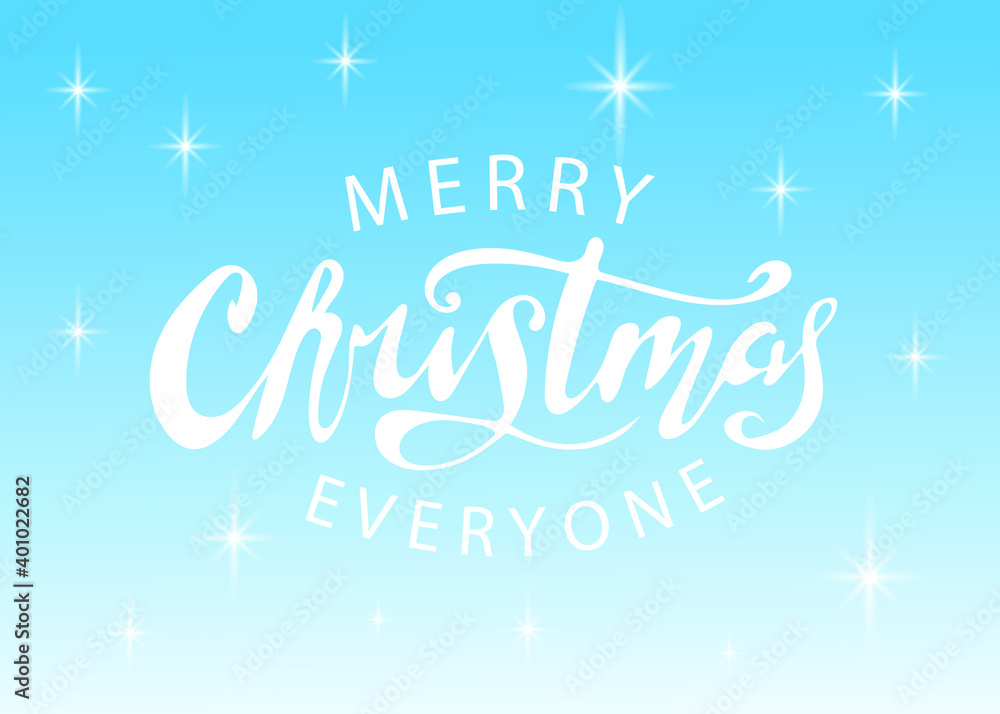 Merry Christmas Everyone hand lettering on the blue background with stars. Christmas greeting card. Vector illustration for holiday invitations, banners, postcards, holiday packages, flyers, calendar. Merry Christmas Everyone hand lettering on the blue background with stars. Christmas greeting card. Vector illustration for holiday invitations, banners, postcards, holiday packages, flyers, calendar.