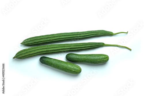 Cucumbers and zucchinis  on isolated white background. with clipping path.