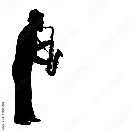 Silhouette senior man grandpa plays the saxophone