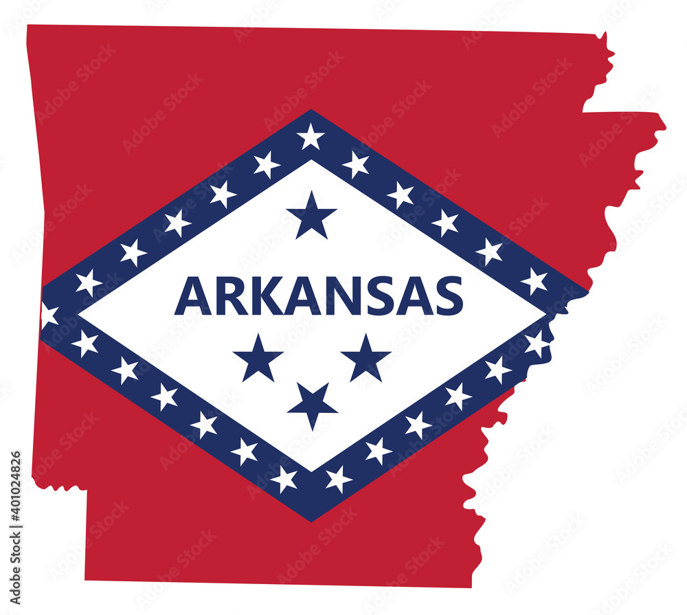 flag and silhouette of the state of Arkansas flag and silhouette of the state of Arkansas