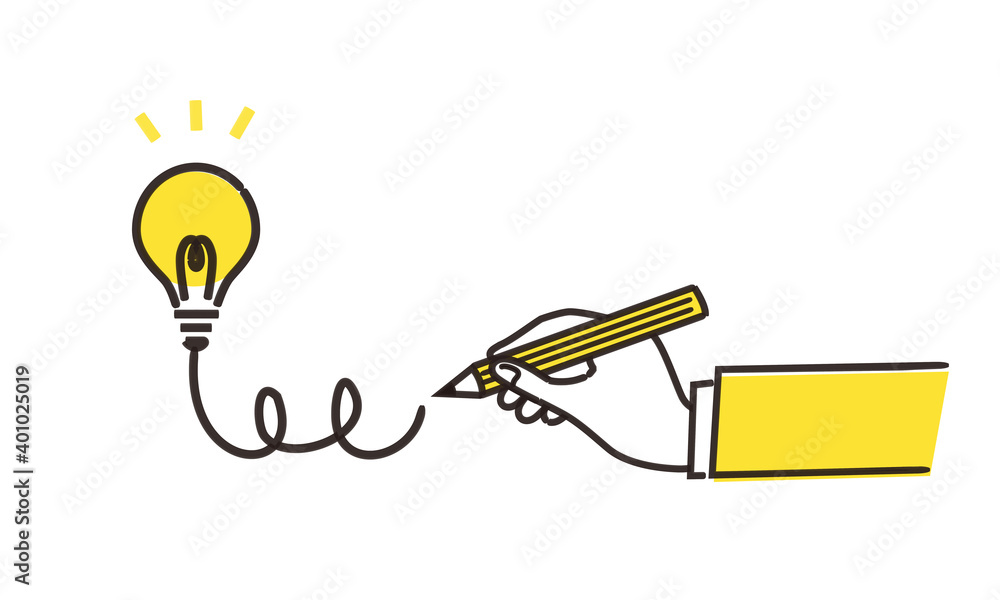 アイデアを生み出すイラストイメージ 黄色とグレーの2色 ベクターイラストレーション Stock Vector Adobe Stock