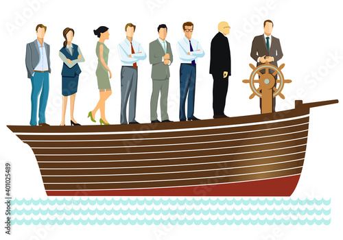 Führung und Teamarbeit – Vektor Illustration
