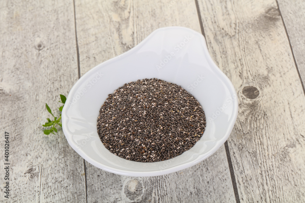Dietary Chia seeds in the bowl Dietary Chia seeds in the bowl
