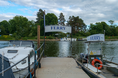 Ferry Crossing Shepperton to Weybridge, the River Thames, Shepperton, Surrey, UK.