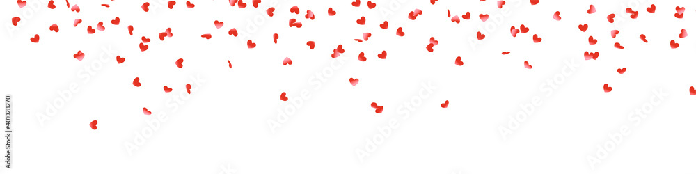 Red heart-shaped confetti. Vector
