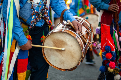 Mãos tocando instrumento musica de Congada, manifestação cultural e religiosa afro-brasileira photo