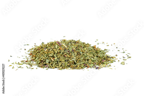 Dried basil isolated on a white background