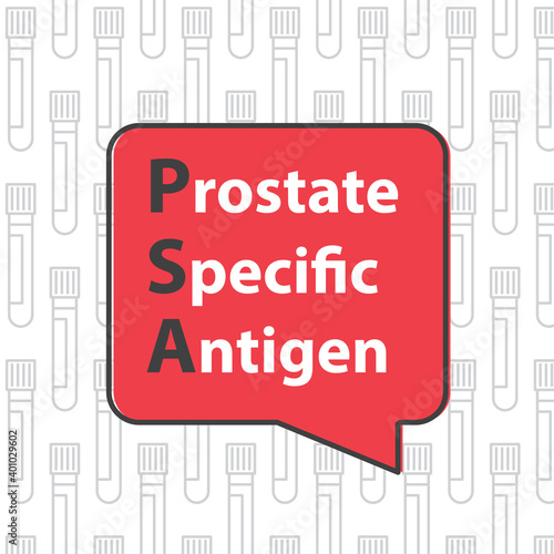 Prostate-Specific Antigen on blood test tubes pattern - vector illustration