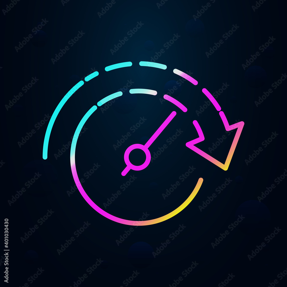 The arrow in the circle of hours nolan icon. Simple thin line, outline vector of speed icons for ui and ux, website or mobile application The arrow in the circle of hours nolan icon. Simple thin line, outline vector of speed icons for ui and ux, website or mobile application