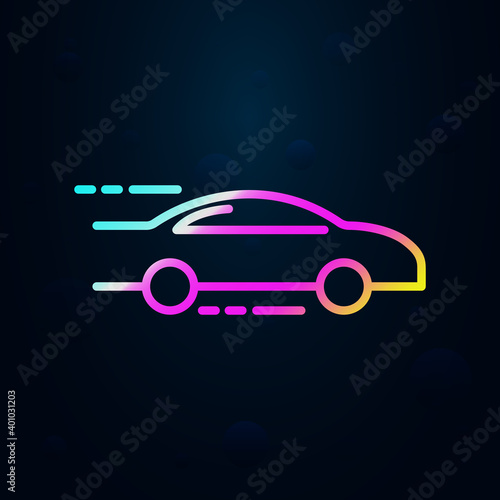 Car at speed nolan icon. Simple thin line  outline vector of speed icons for ui and ux  website or mobile application