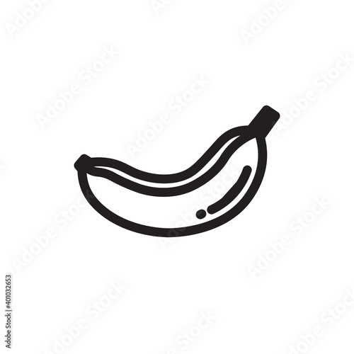 Vector banana icon. Flat illustration of banana isolated on white background. Icon vector illustration sign symbol.