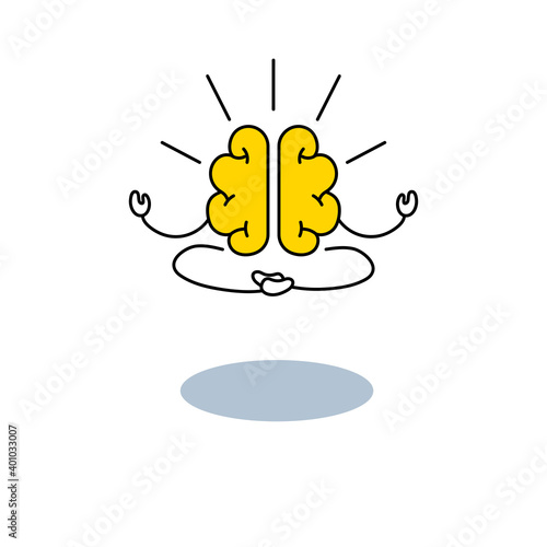 Meditating brain icon, symbol of balance and harmony