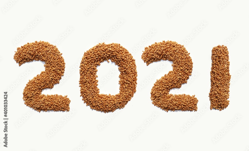 2021 Written with Wheat Seed, Happy New Year 2021 Conceptual Photo 2021 Written with Wheat Seed, Happy New Year 2021 Conceptual Photo