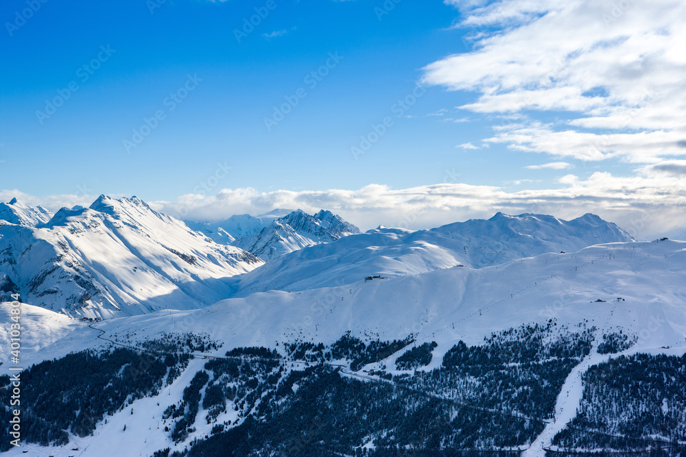 Obraz premium Beautiful winter landscape of the Dolomites mountains in northeastern Italy