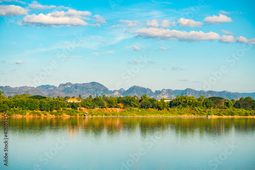 The beautiful nature of mountain and forest along Mekong river
