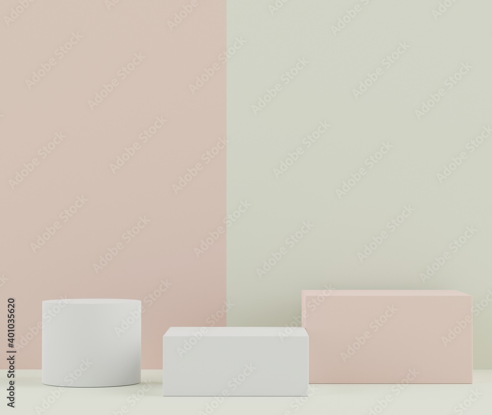 3d rendering of Earth tones minimal displays podium or pedestal for mock up and products presentation with abstract simple geometric shapes background. 3d rendering of Earth tones minimal displays podium or pedestal for mock up and products presentation with abstract simple geometric shapes background.