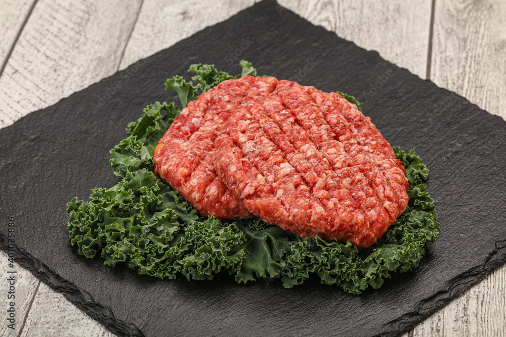 Raw beef burger cutlet for cooking Raw beef burger cutlet for cooking