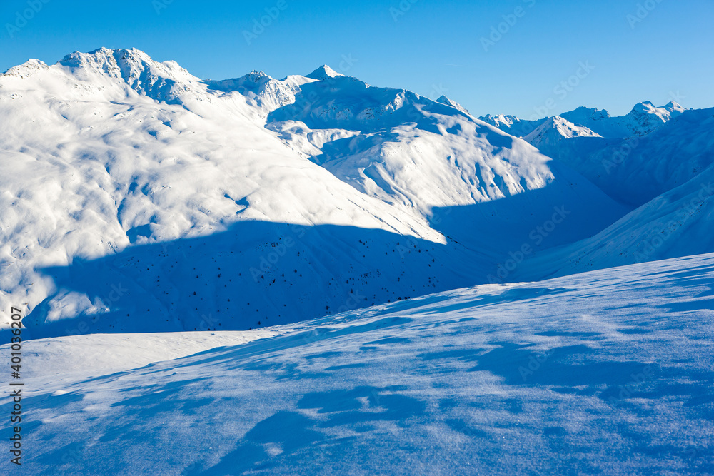 Obraz premium Beautiful winter landscape of the Dolomites mountains in northeastern Italy