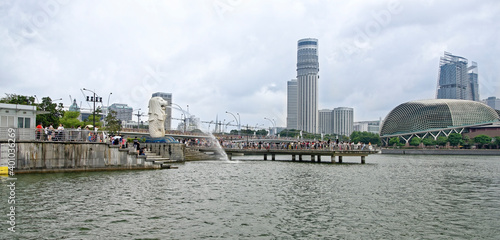 Vászonkép The Merlion in Merlion Park near the Singapore CBD is a well-known tourist icon