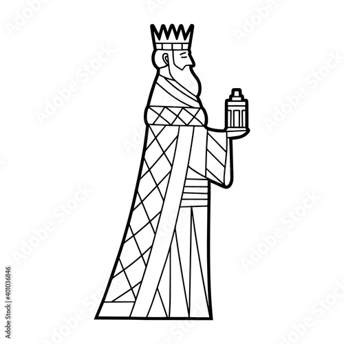Isolated magic king in stained glass - Vector