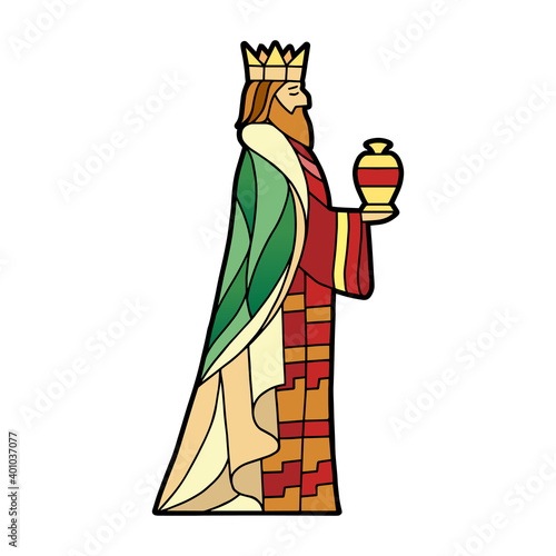 Isolated magic king in stained glass - Vector