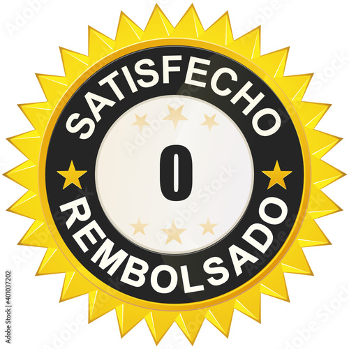 Etiqueta satisfecho o reembolsado