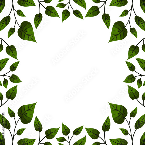 Vector background with green leaves; for greeting cards, invitations, packaging, posters, banners.