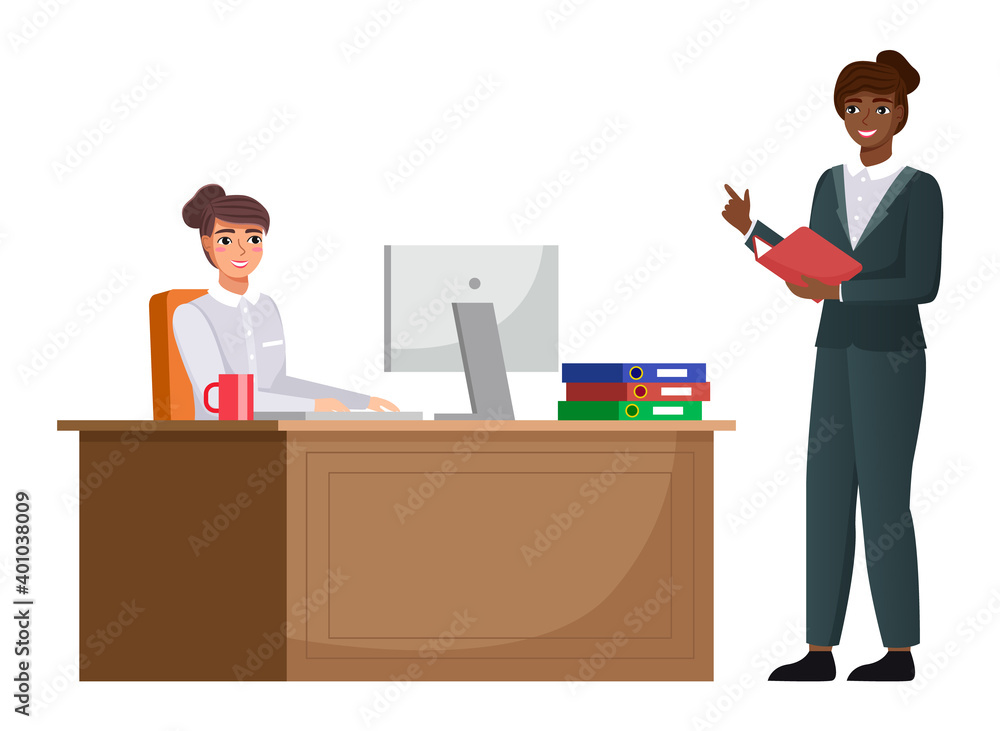 Office staff, work and communication. Head and subordinates. Various workers, managers team. Top managers employees of different levels. Office workers. Co-workers. Colleagues discuss project teamwork