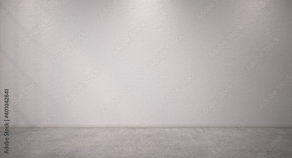 3d rendering of interior. White wall and concrete floor with daylight. Minimal design. Textured background. Empty unfurnished room. 3d rendering of interior. White wall and concrete floor with daylight. Minimal design. Textured background. Empty unfurnished room.