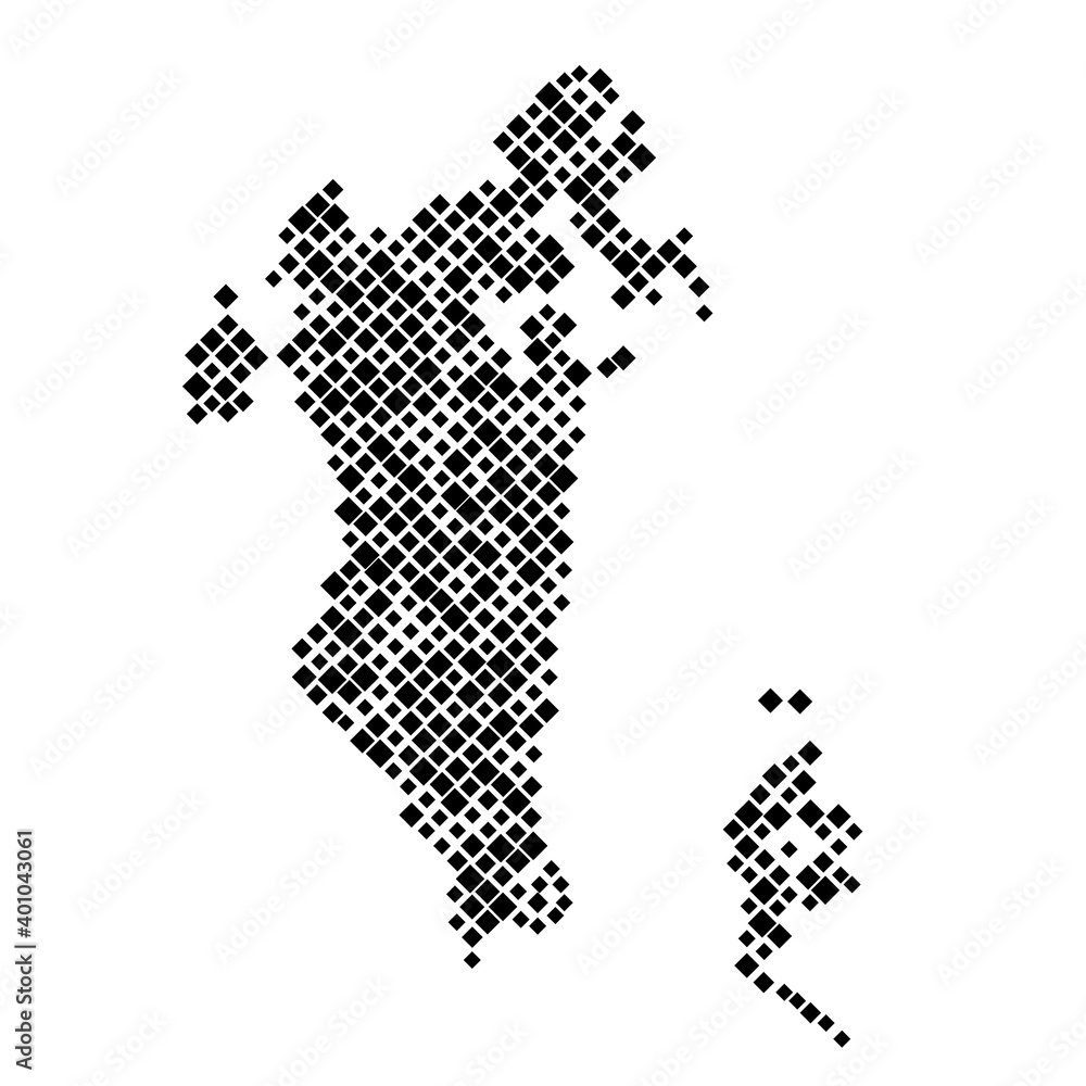 Bahrain map from pattern of black rhombuses of different sizes. Vector illustration.