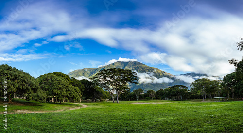 Panoramic view of Avila mountain at morning from Parque del Este. Caracas, Venezuela photo