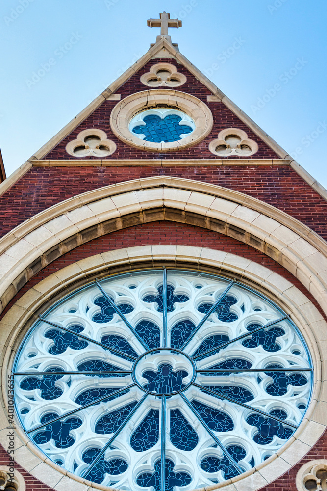 Skylight in the facade of the Saint Helen Catholic Church in Toronto, Canada